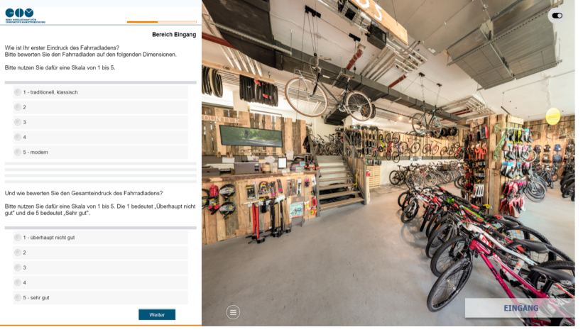 Virtuelles Setting eines Fahrradshops