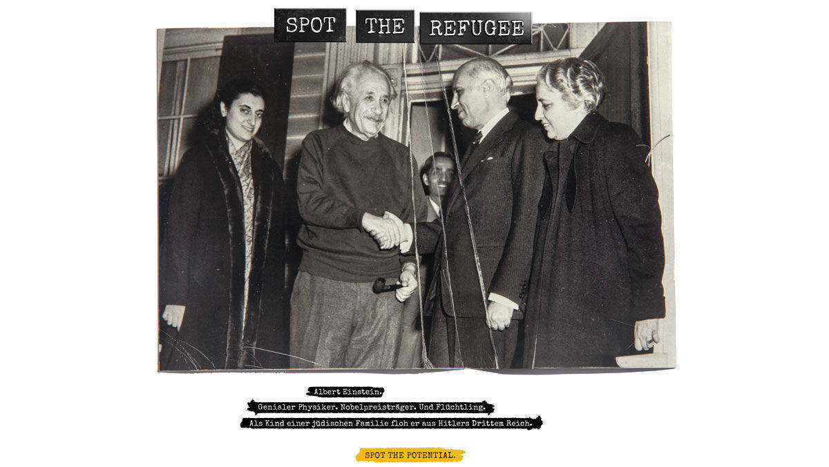 JvM/Neckar-Kampagne für Social Bee: Auch Albert Einstein war Flüchtling. 