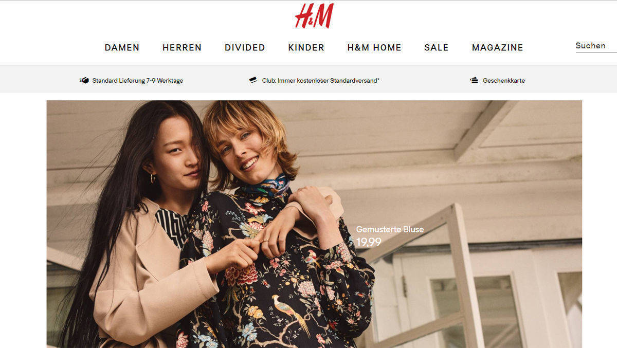 H&M warnt jetzt bereits auf der Startseite des Online-Shops vor der langen Lieferfristen.