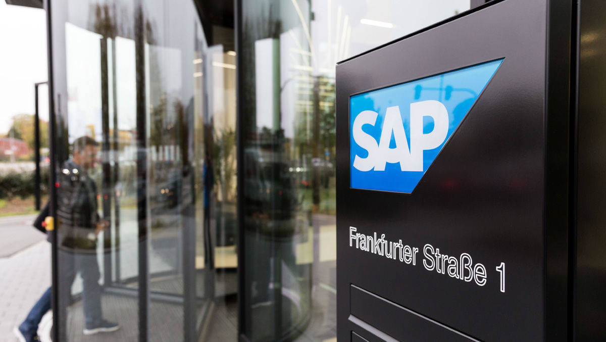 SAP-Firmeneingang in Frankfurt. 