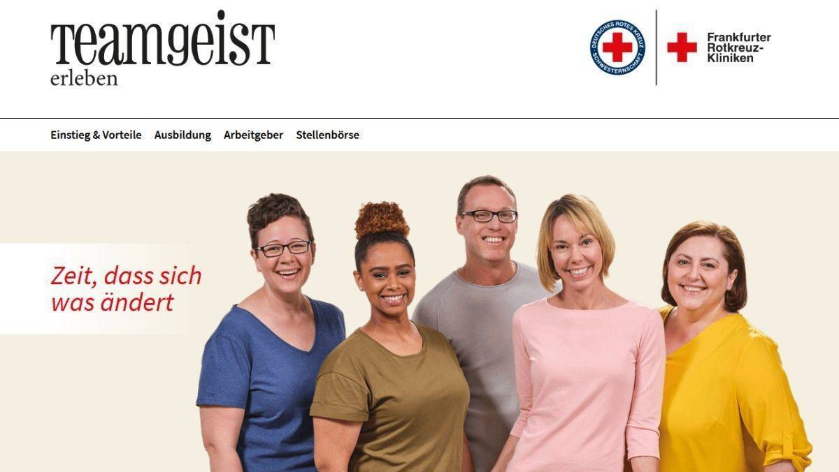 Unter dem Motto "Teamgeist erleben" werben die Frankfurter Rotkreuz-Kliniken um neue Mitarbeiter.